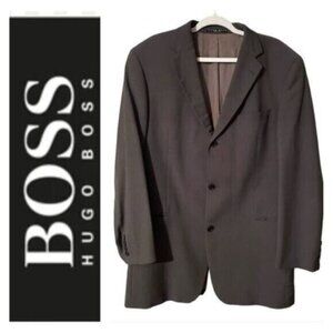 Hugo Boss Wool Stretch Suit Jacket 42L Sports Coat Blazer Grey‎ Formal Career